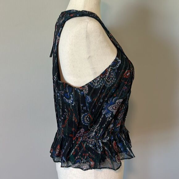 NWT Veronica Beard sz 6 Kailani metallic floral top silk paisley - Picture 5 of 9